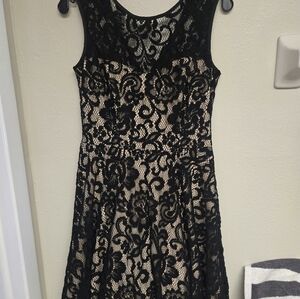 Betsy & Adam Black Lace Strapless Dress